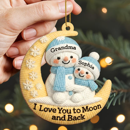 I Love You To Moon And Back Snowmen On Moon Ornament