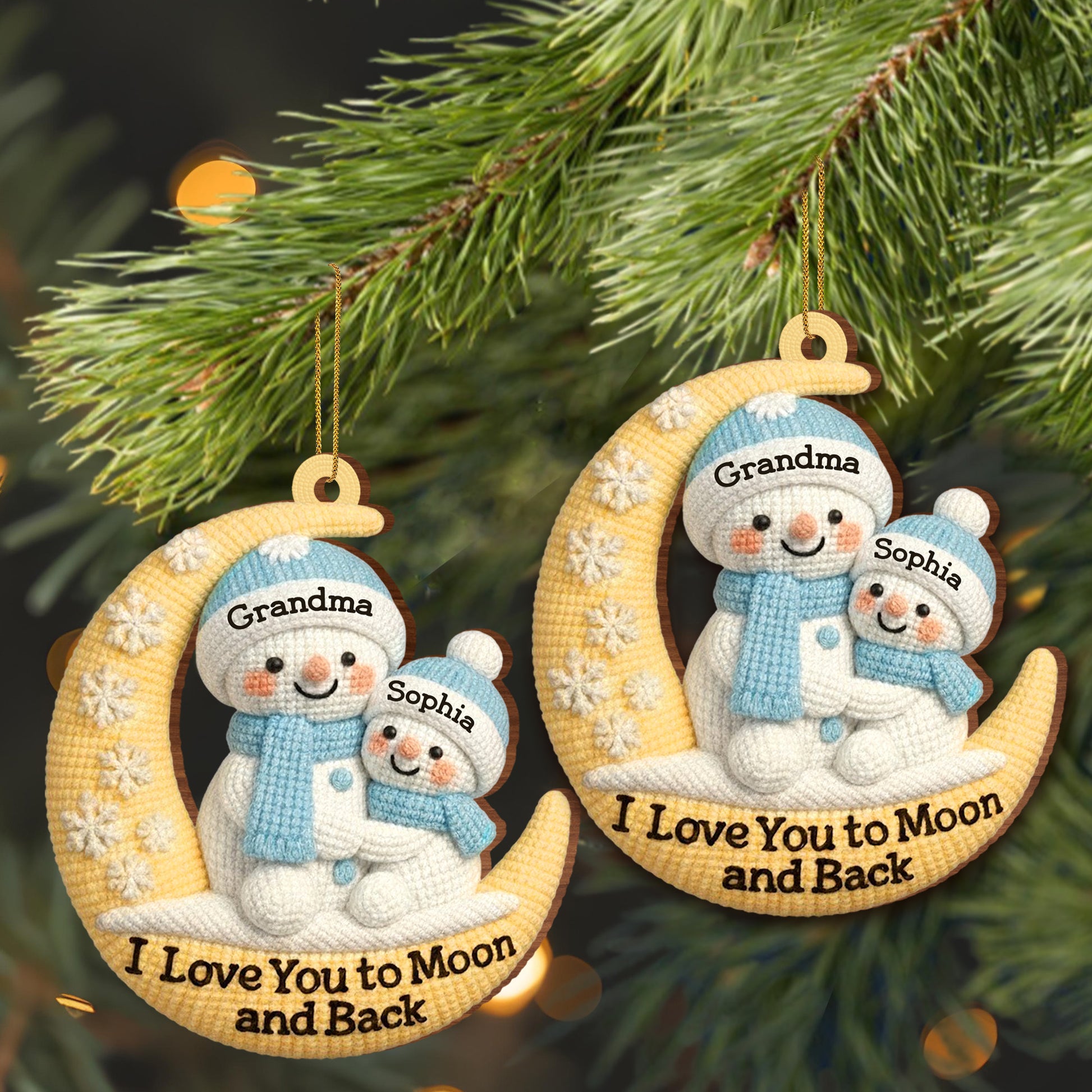 I Love You To Moon And Back Snowmen On Moon Ornament