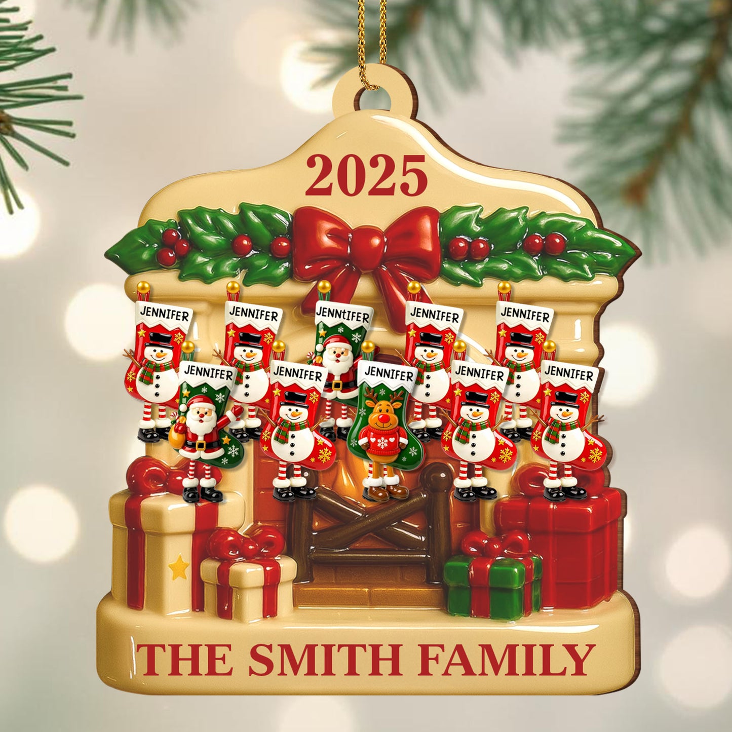 Festive Family Christmas With Snowmen And Gift Boxes