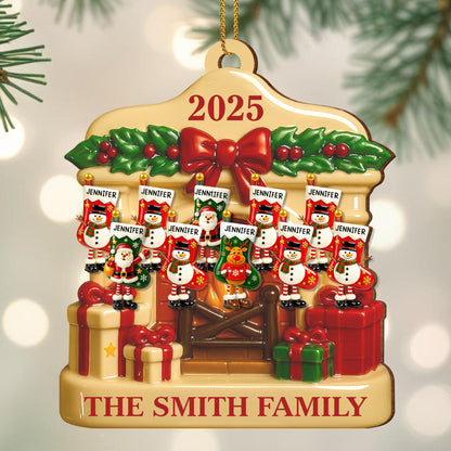 Festive Family Christmas With Snowmen And Gift Boxes