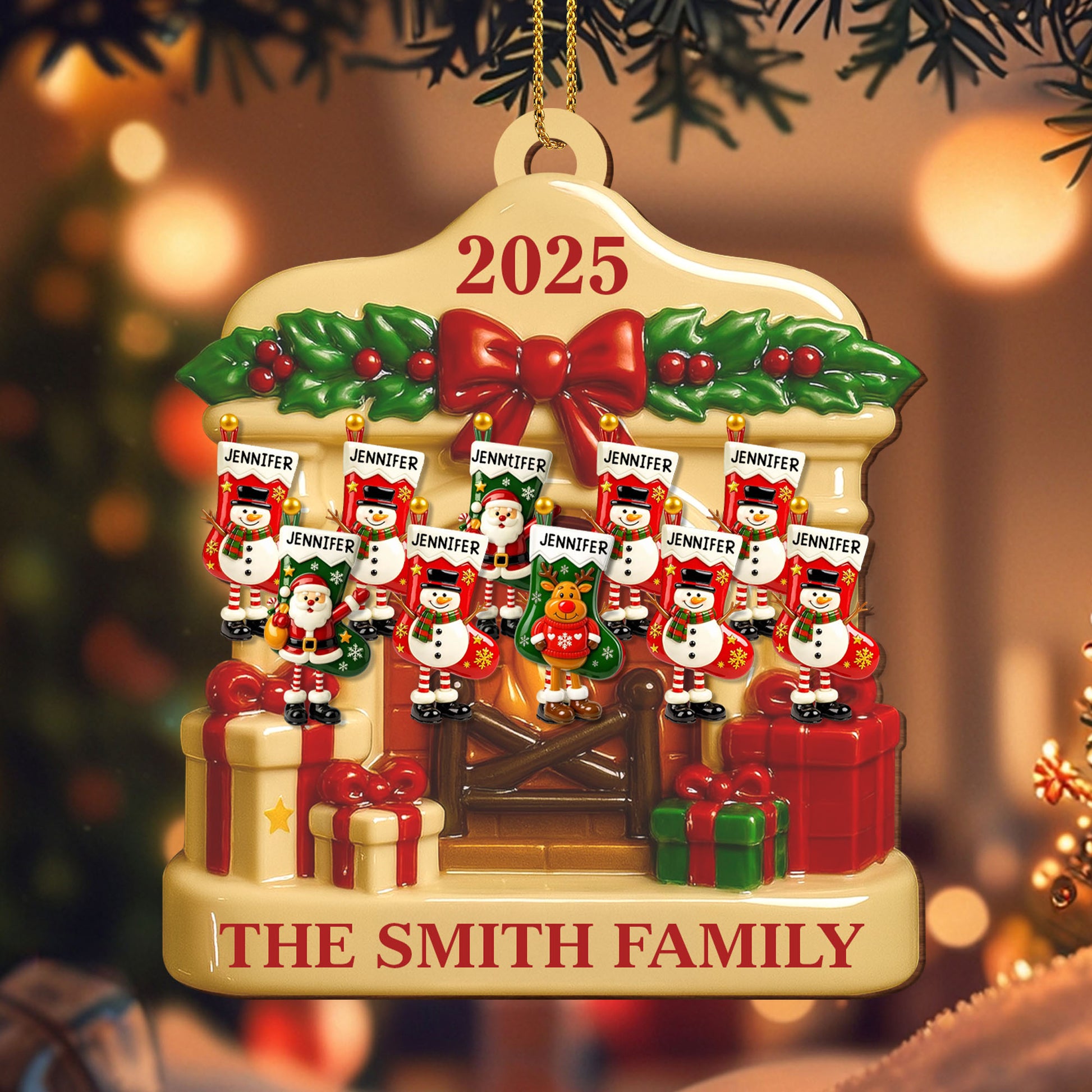 Festive Family Christmas With Snowmen And Gift Boxes