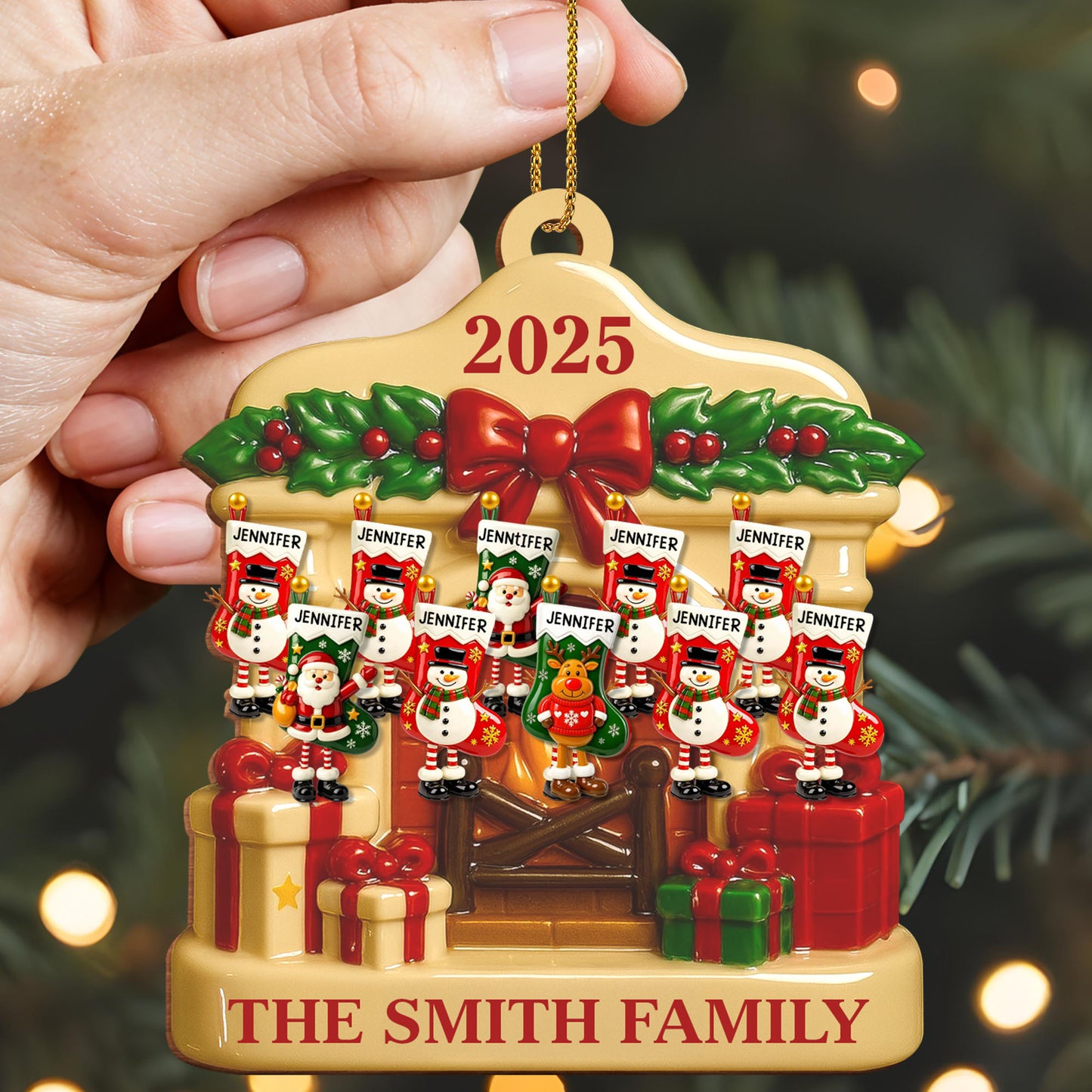 Festive Family Christmas With Snowmen And Gift Boxes