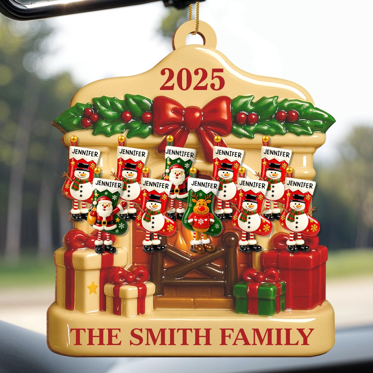 Festive Family Christmas With Snowmen And Gift Boxes