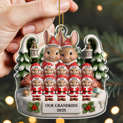 Our Grandkids With Bunnies And Elves - Personalized Custom Acrylic Ornament, Christmas Gift - FAM660_ACO
