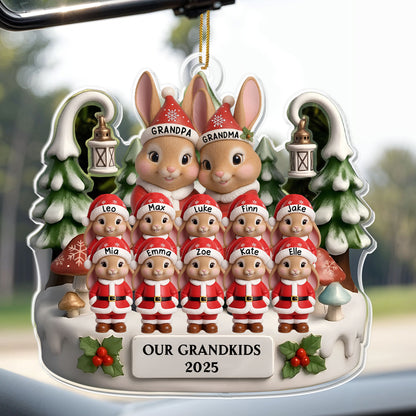 Our Grandkids With Bunnies And Elves - Personalized Custom Acrylic Ornament, Christmas Gift - FAM660_ACO