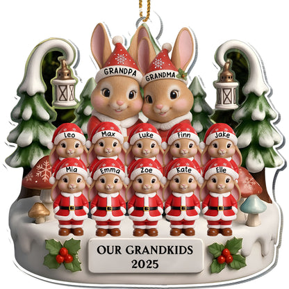 Our Grandkids With Bunnies And Elves - Personalized Custom Acrylic Ornament, Christmas Gift - FAM660_ACO