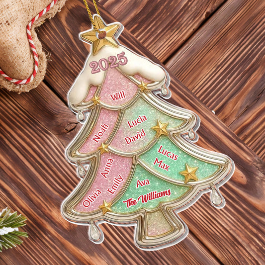 Customized Family Christmas Tree Ornament With Stars