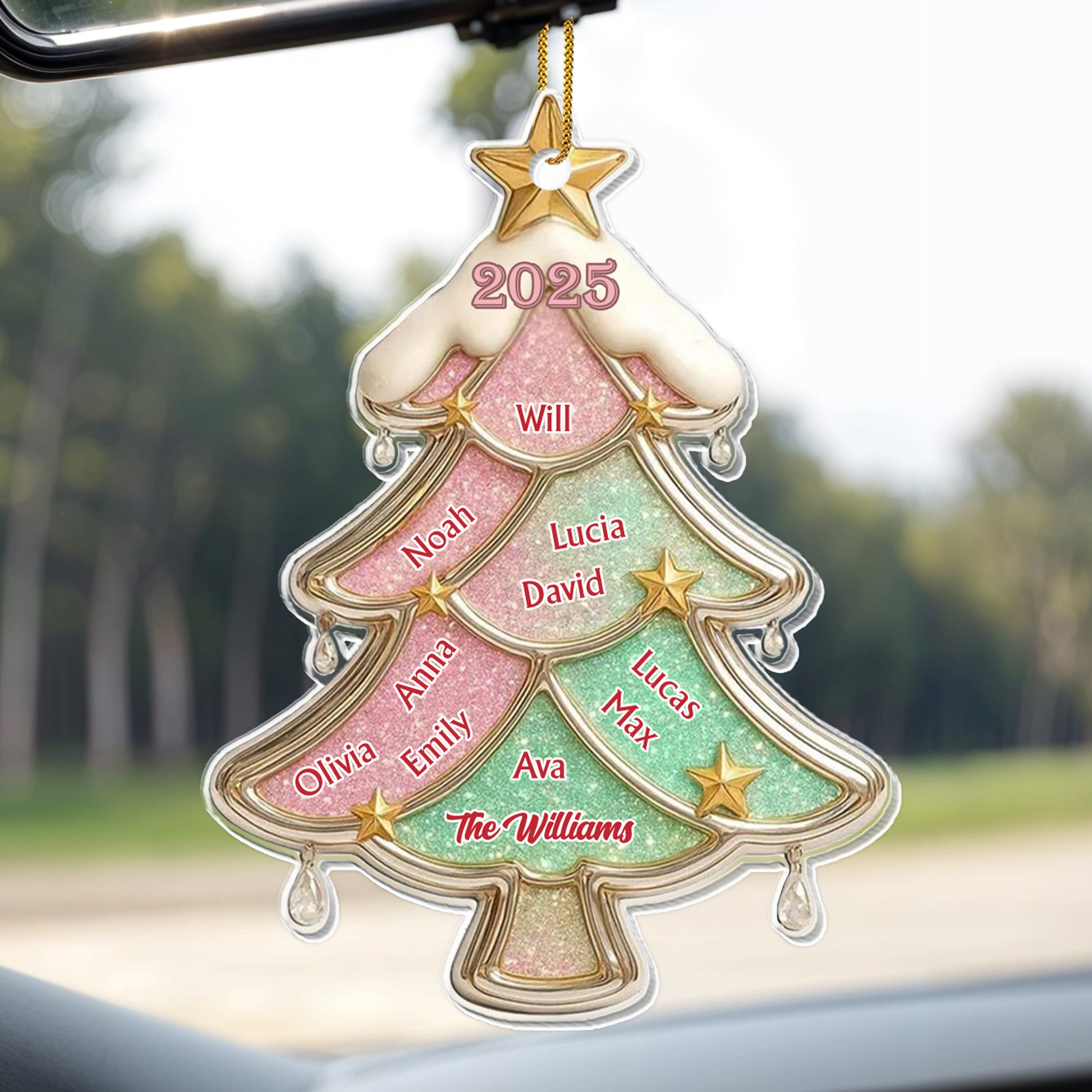 Customized Family Christmas Tree Ornament With Stars