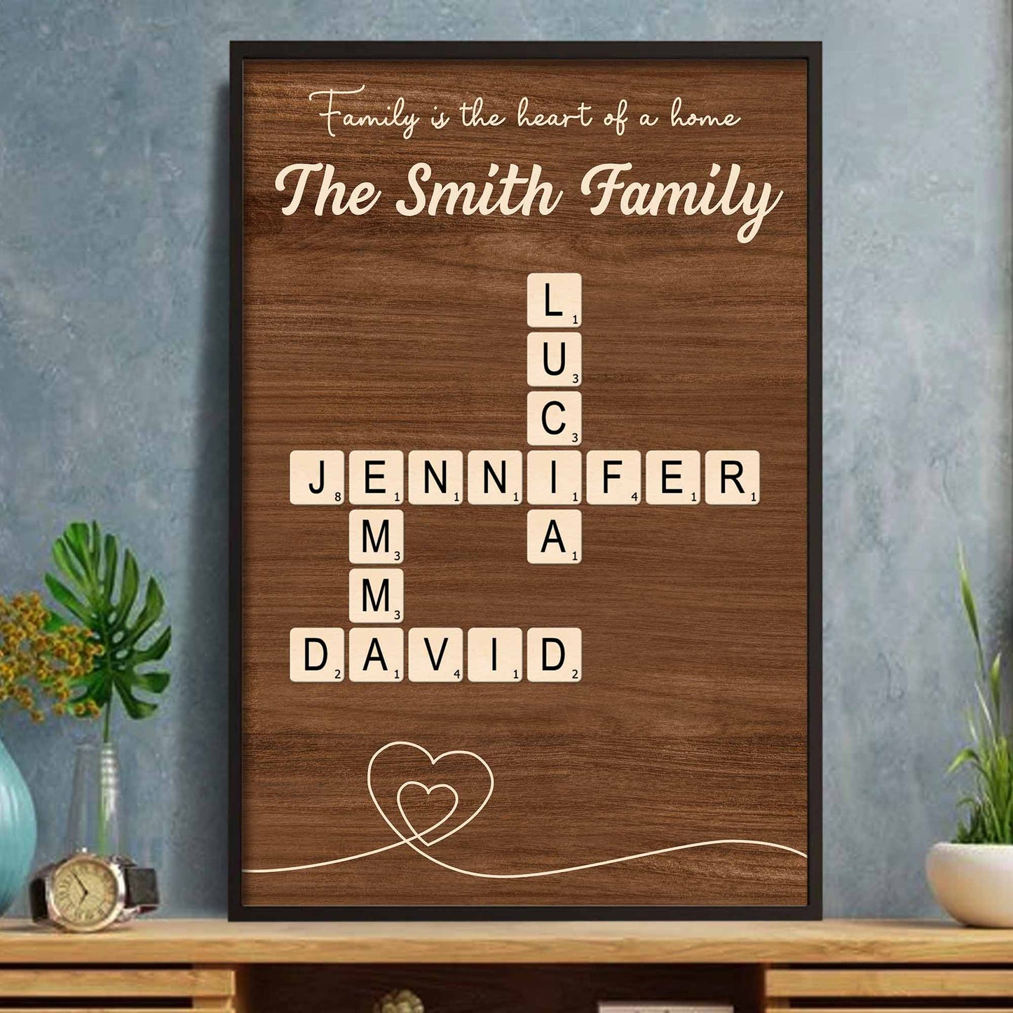 Family Is The Heart Of A Home With Scrabble Pieces