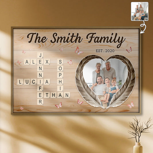 To My Family, Heart Frame with Scrabble Letters Design