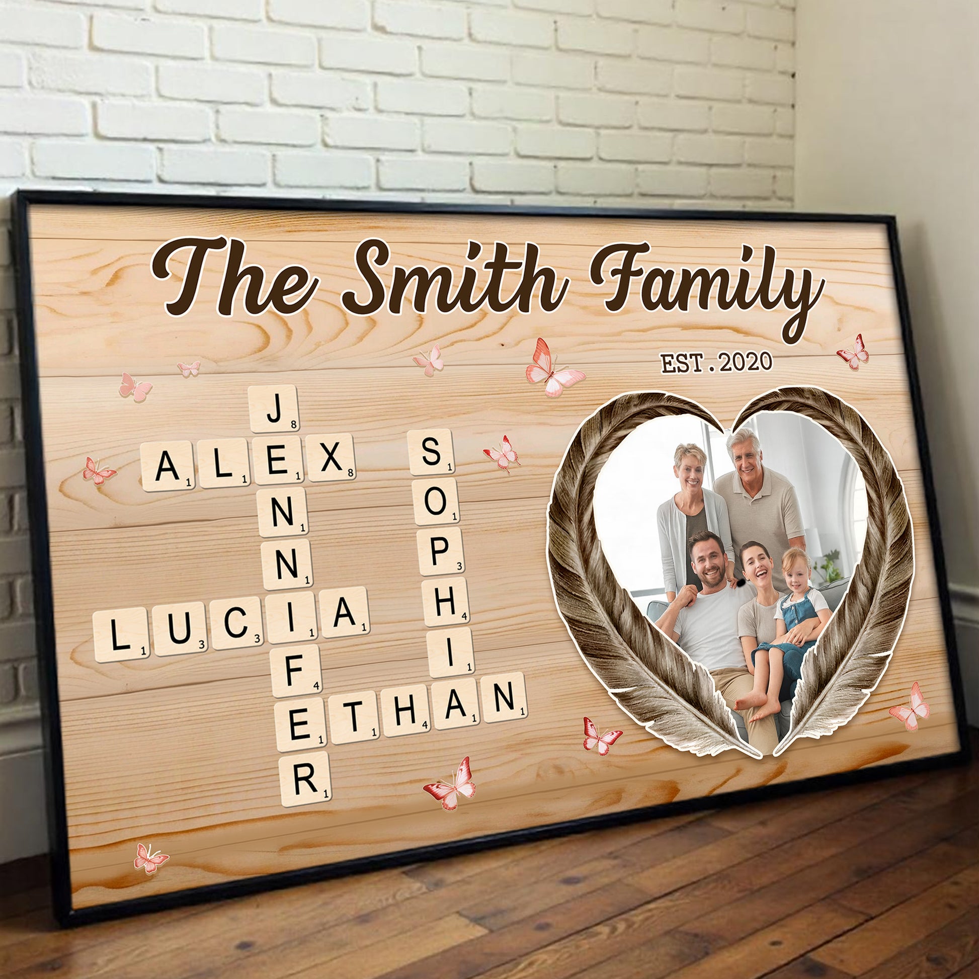 To My Family, Heart Frame with Scrabble Letters Design