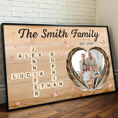 To My Family, Heart Frame with Scrabble Letters Design