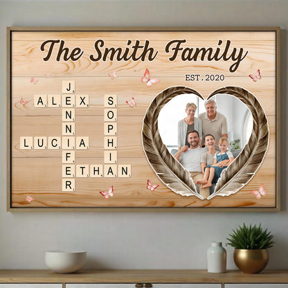 To My Family, Heart Frame with Scrabble Letters Design