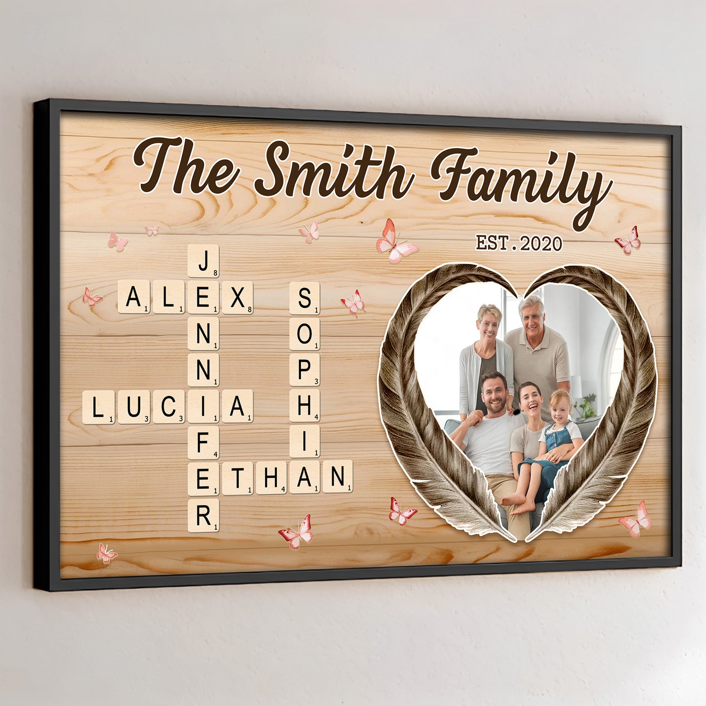 To My Family, Heart Frame with Scrabble Letters Design