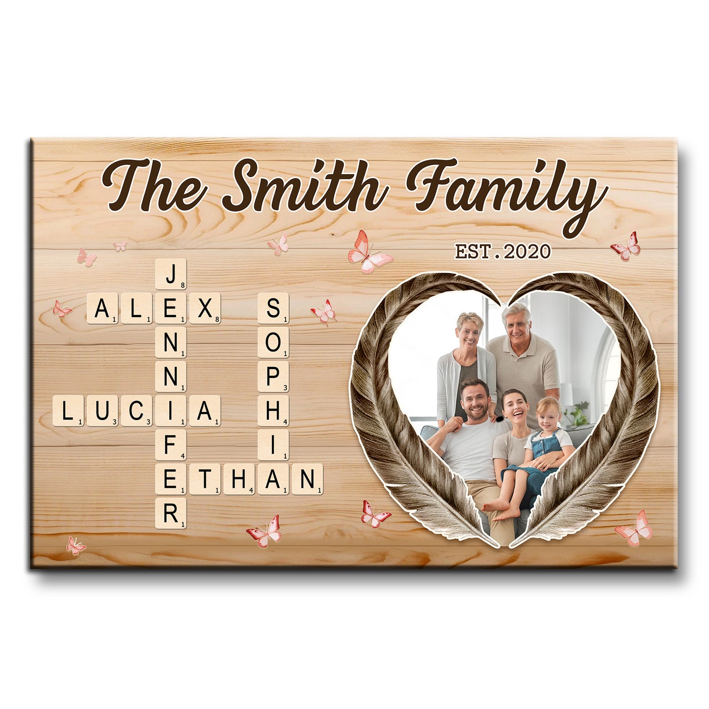 To My Family, Heart Frame with Scrabble Letters Design
