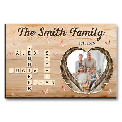 To My Family, Heart Frame with Scrabble Letters Design