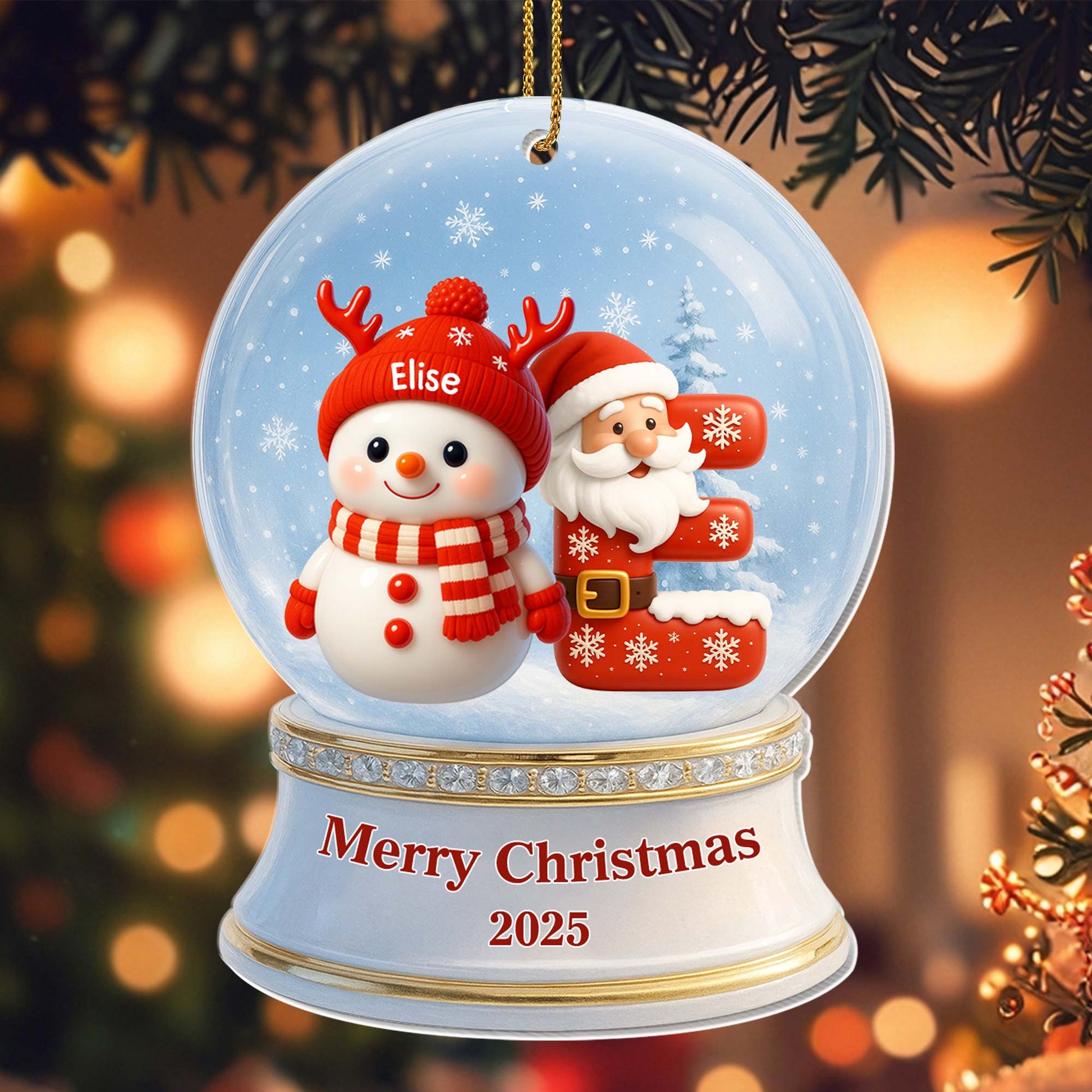 Merry Christmas Snowman And Santa Claus