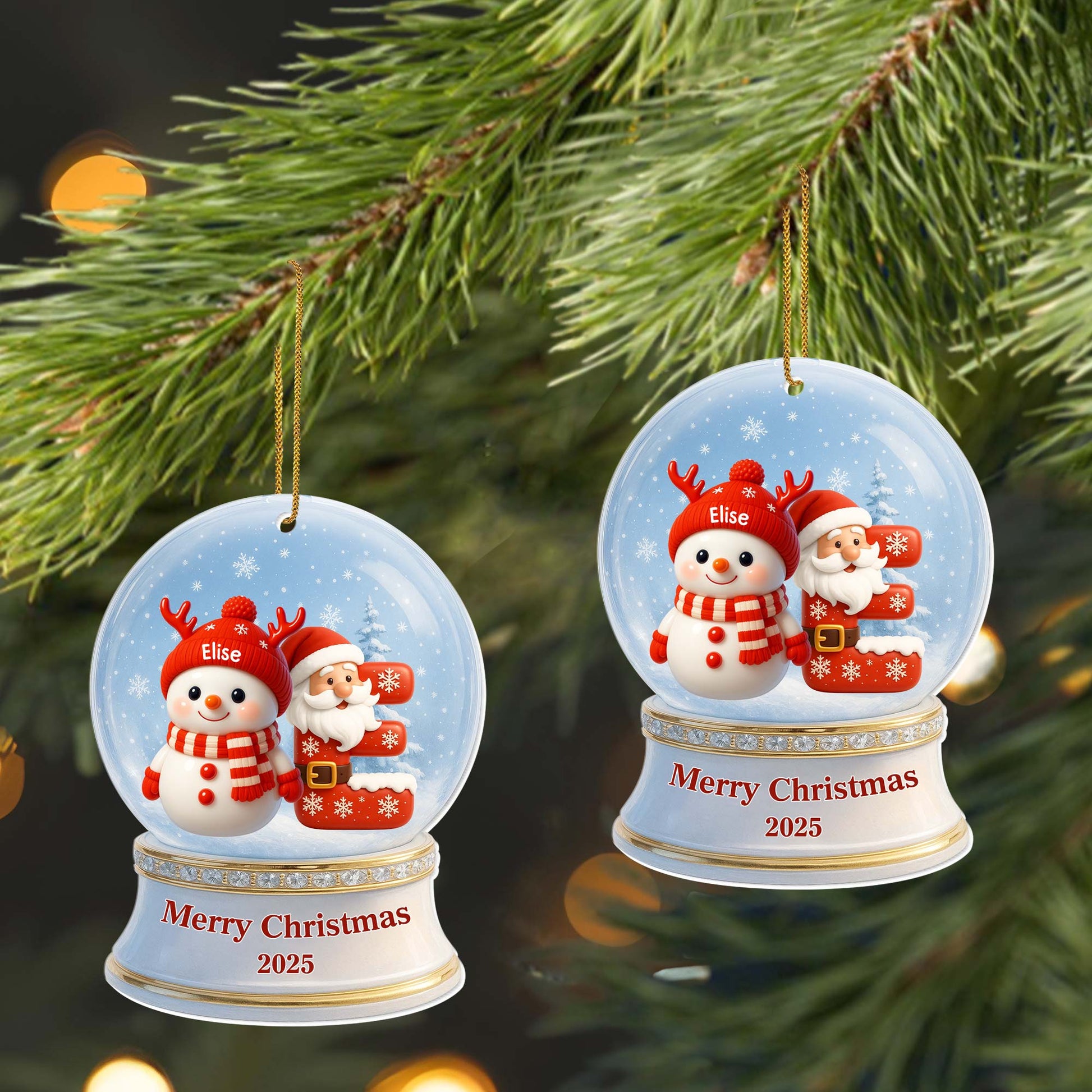 Merry Christmas Snowman And Santa Claus