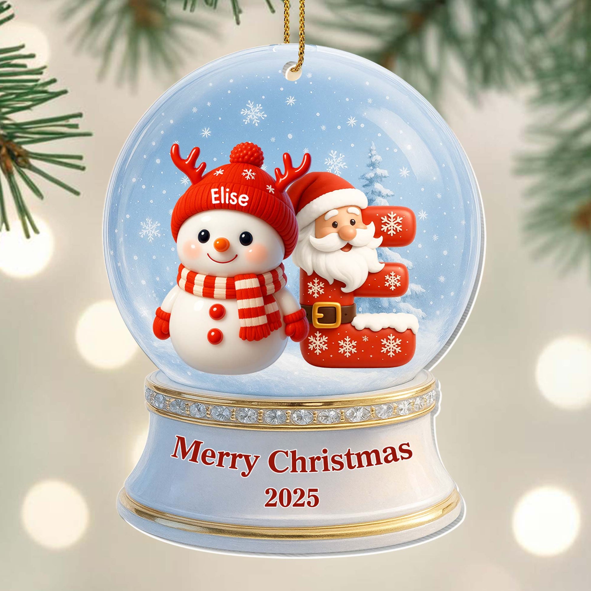 Merry Christmas Snowman And Santa Claus