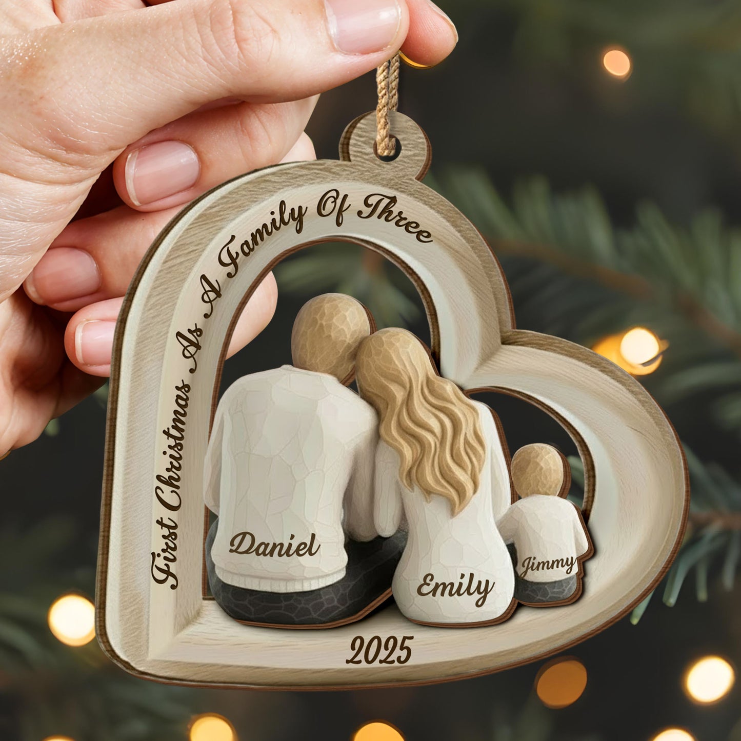 First Christmas As A Family Of Three, Heart Shape