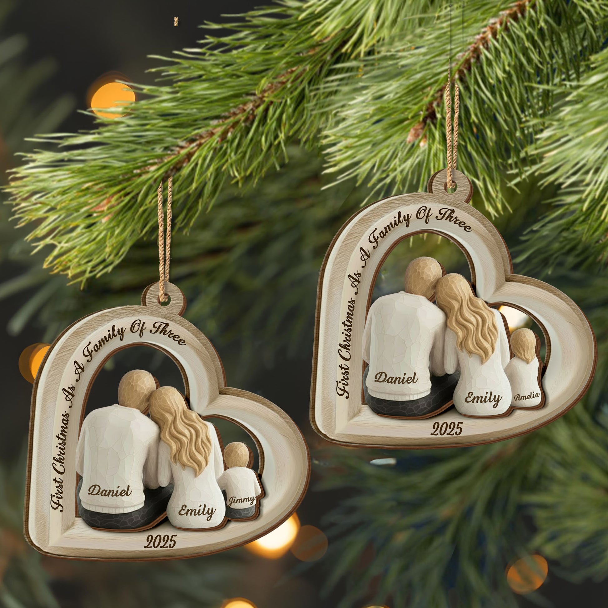 First Christmas As A Family Of Three, Heart Shape