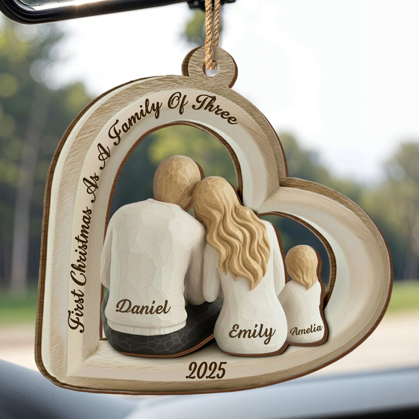 First Christmas As A Family Of Three, Heart Shape