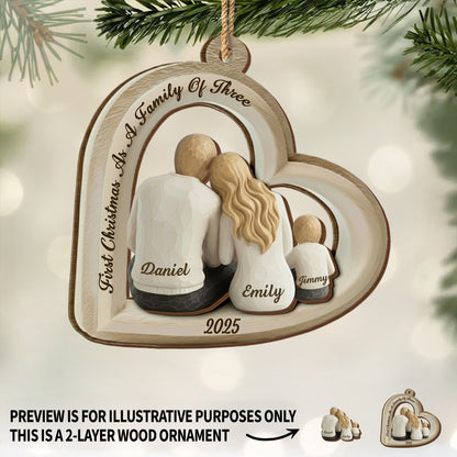 First Christmas As A Family Of Three, Heart Shape