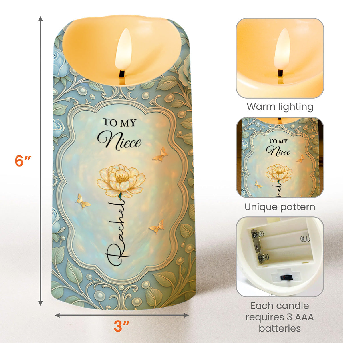 To My Niece, Flower And Butterfly Design