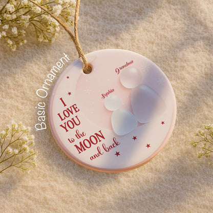 I Love You To The Moon And Back Ornament With Family Figures