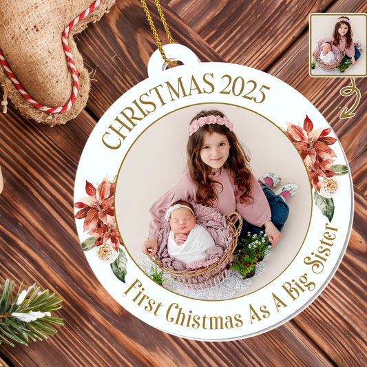 First Christmas As A Big Sister With Flowers and Baby Basket