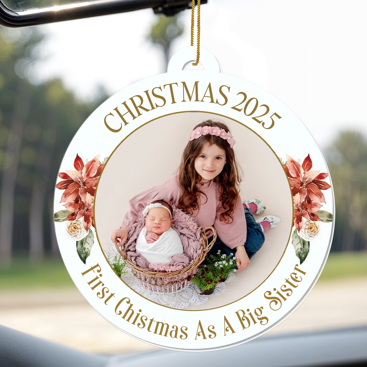 First Christmas As A Big Sister With Flowers and Baby Basket