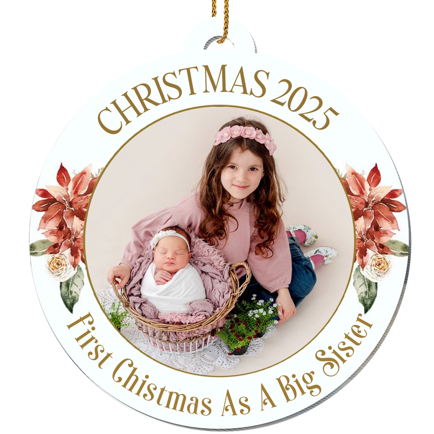 First Christmas As A Big Sister With Flowers and Baby Basket