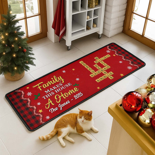 Family Makes This House A Home, Scrabble Tiles and Holly Design