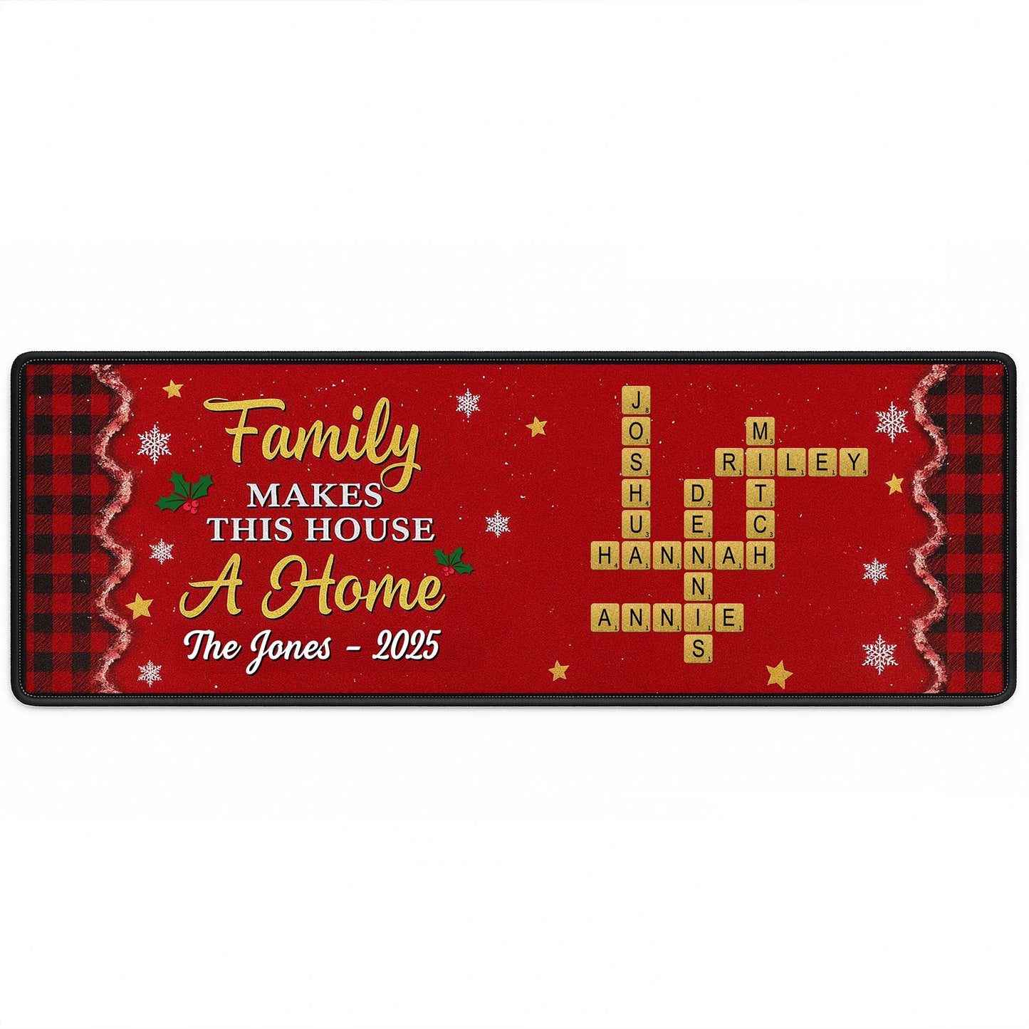 Family Makes This House A Home, Scrabble Tiles and Holly Design