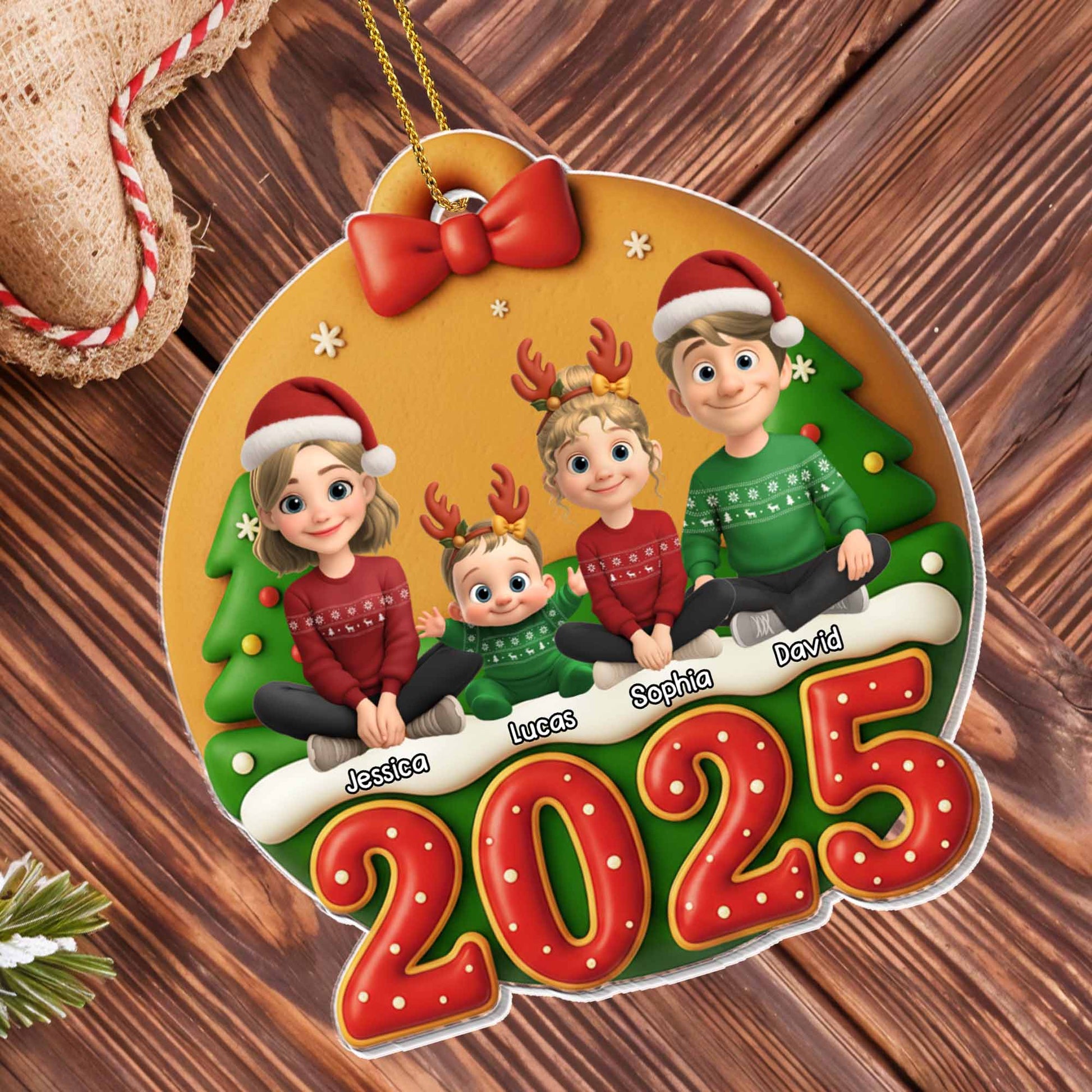 A Cherished Family Christmas With Santa Hats And Reindeer Antlers