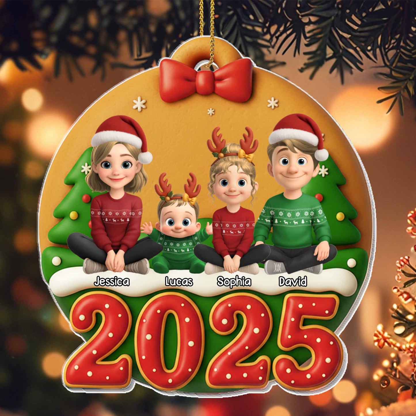 A Cherished Family Christmas With Santa Hats And Reindeer Antlers