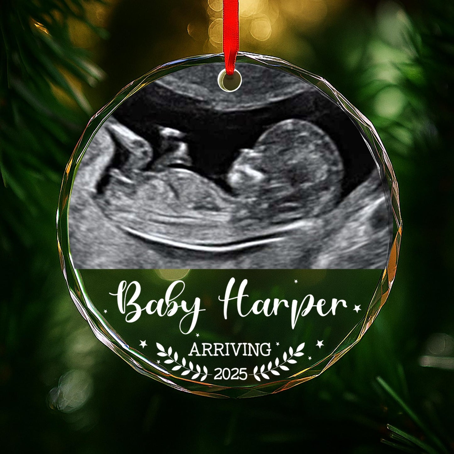 Arriving, Ultrasound And Laurel Leaves Ornament