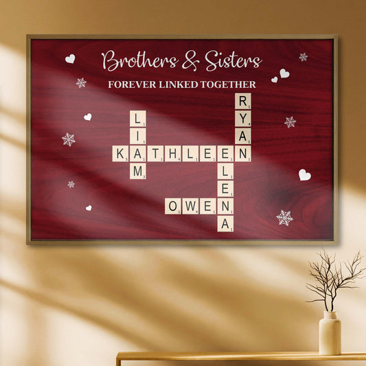 Brothers And Sisters Forever Linked Together Scrabble Tiles Hearts