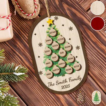 Celebrate The Holidays With A Festive Tree Design - Personalized Double Layer Wood Ornament - FAM710_DWO