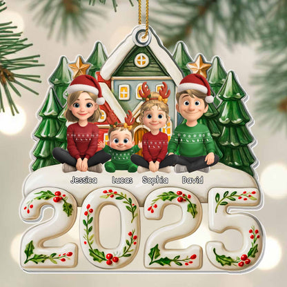 Family Christmas Celebration With Santa Hats