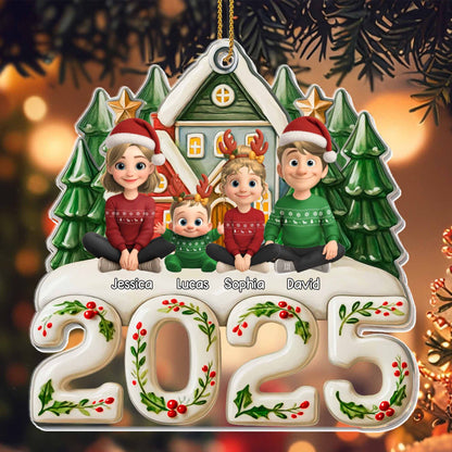 Family Christmas Celebration With Santa Hats