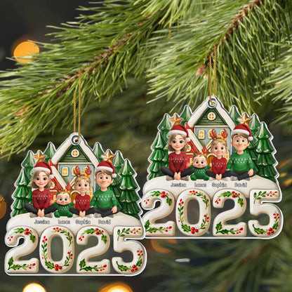 Family Christmas Celebration With Santa Hats