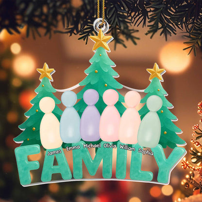 Celebrate Your Loving Family, Christmas Trees And Colorful Figures