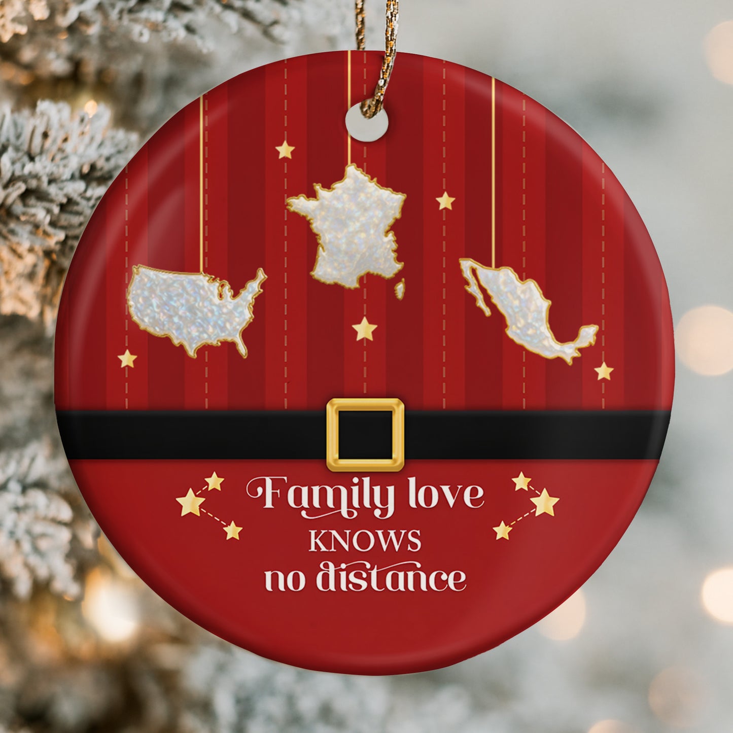 Family Love Knows No Distance With Map Outlines