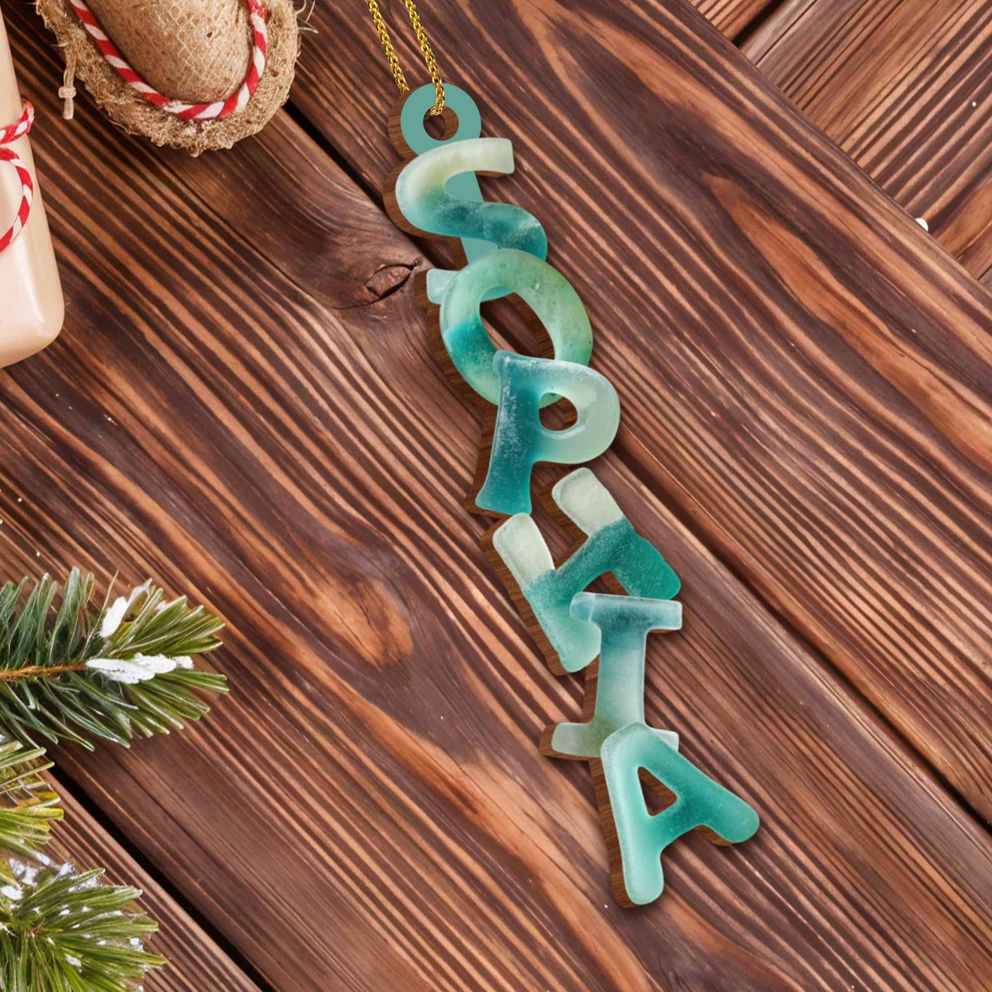 Capture the Festive Spirit Custom Name Ornament - Personalized Custom Wood Ornament, Custom Shaped - FAM725_WDO