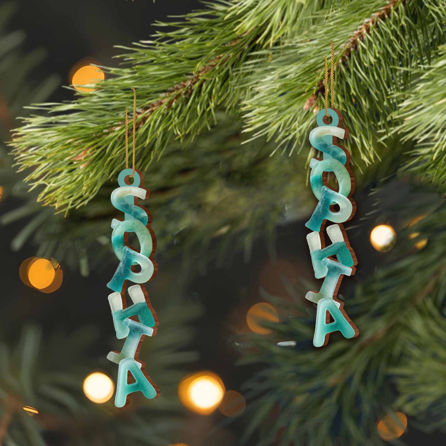 Capture the Festive Spirit Custom Name Ornament - Personalized Custom Wood Ornament, Custom Shaped - FAM725_WDO