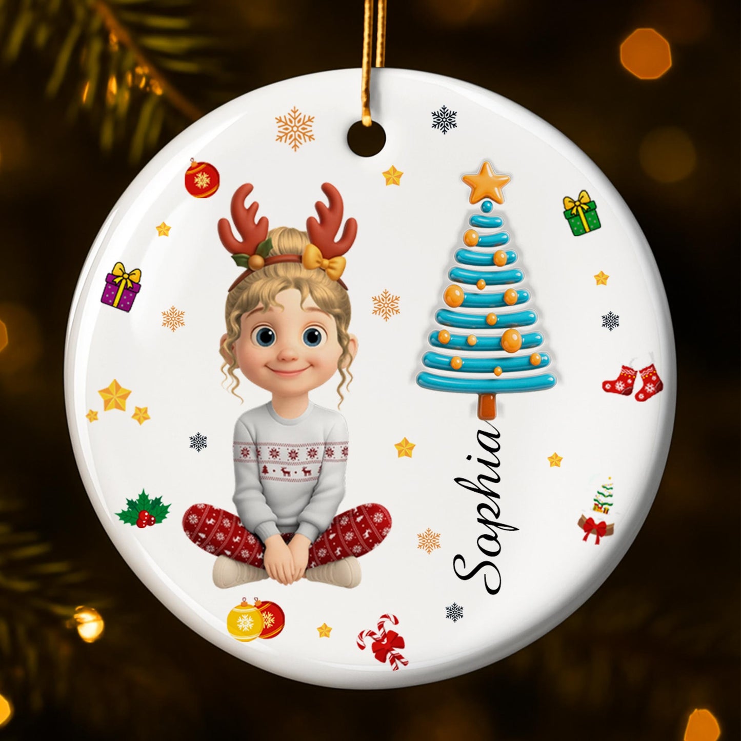 Festive Christmas Spirit With Young Girl And Tree