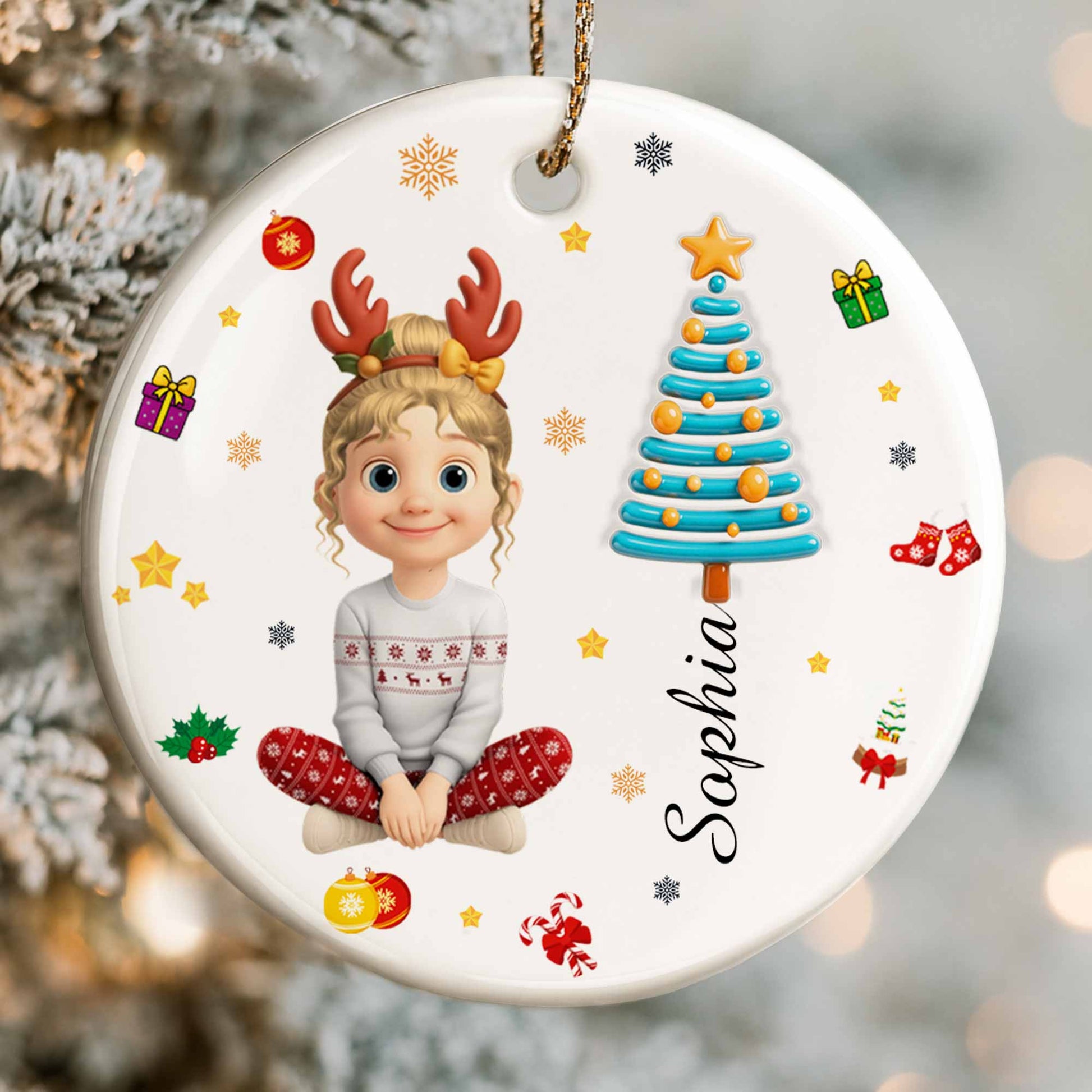 Festive Christmas Spirit With Young Girl And Tree