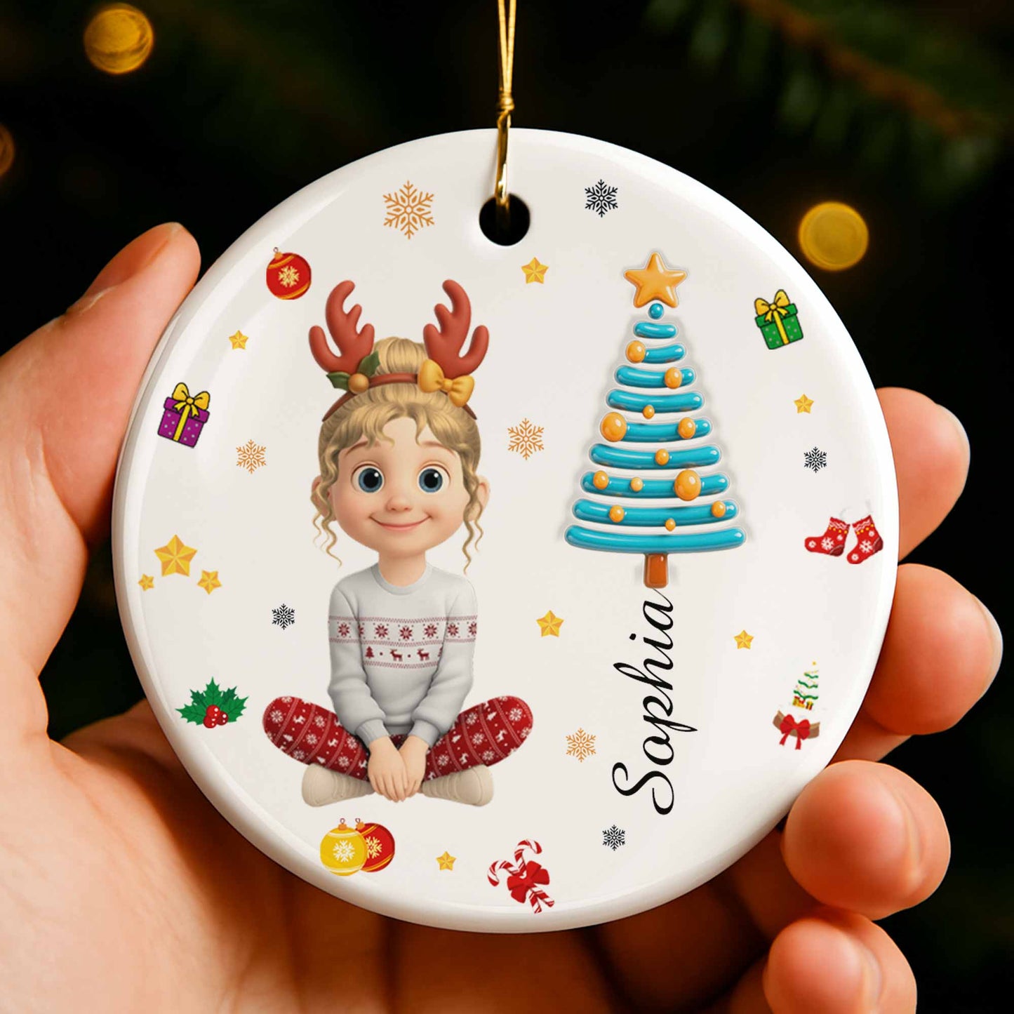 Festive Christmas Spirit With Young Girl And Tree