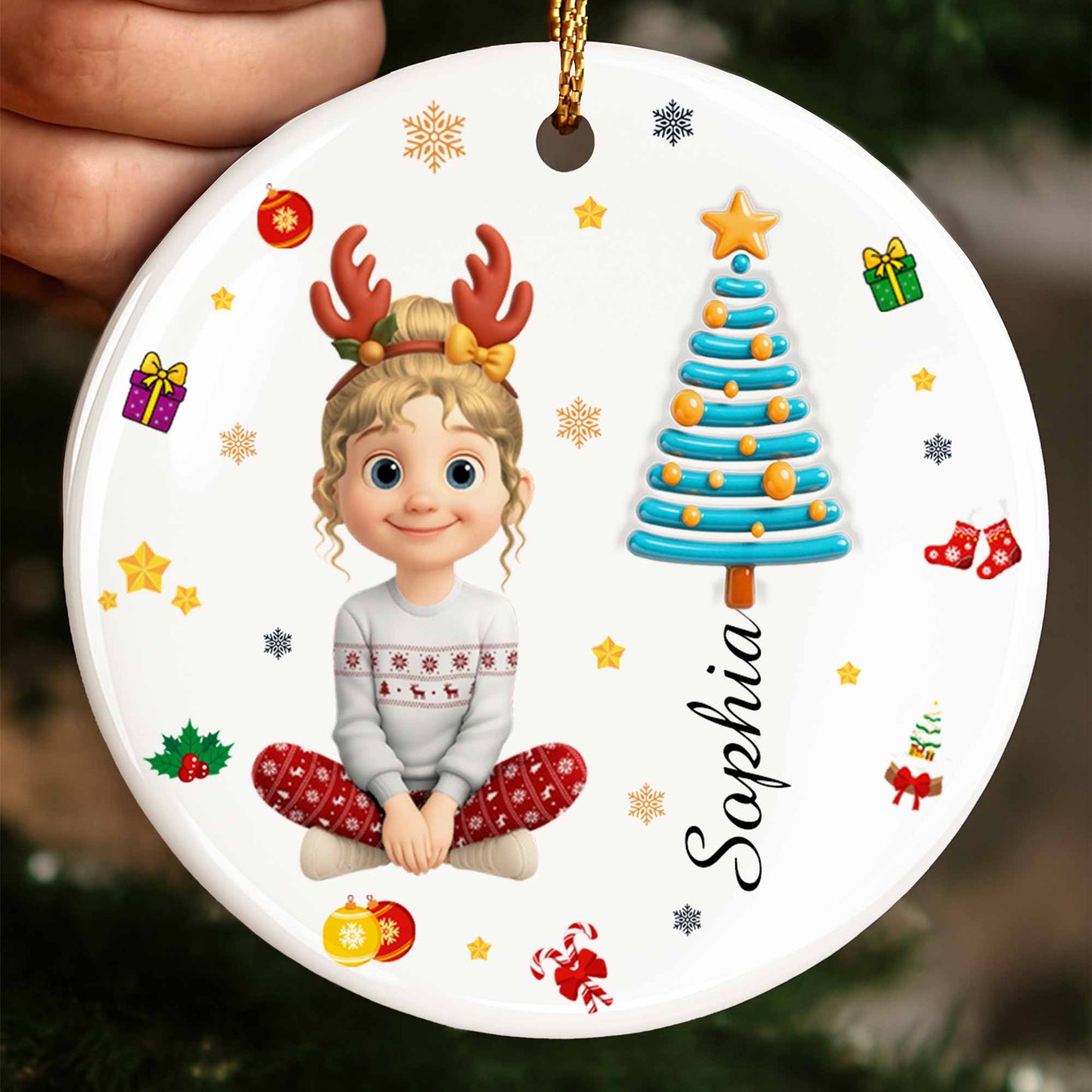 Festive Christmas Spirit With Young Girl And Tree